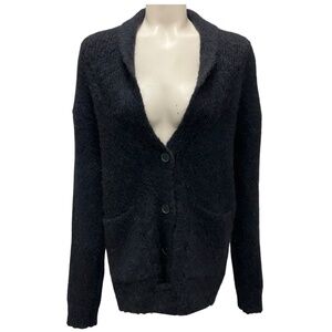 RAQUEL ALLEGRA BLACK HANDMADE ALPACA KNIT SHAWL CARDIGAN
